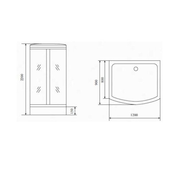 Душевая кабина Timo Comfort Fabric Glass T-8815C, 120x90x220. Фото 2