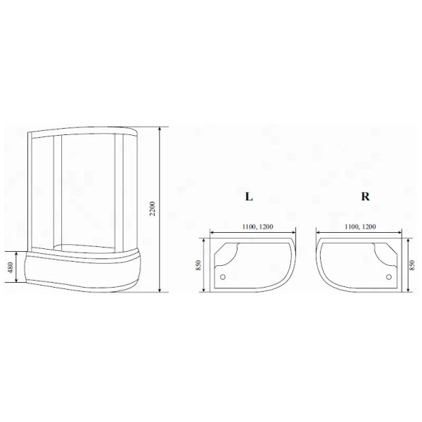 Душевая кабина Timo Comfort Fabric Glass T-8820LF, 120x85x220. Фото 2
