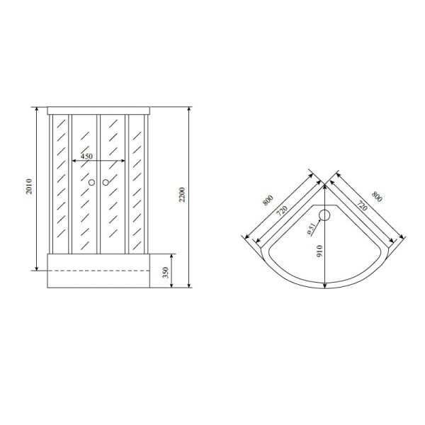 Душевая кабина Timo Comfort Fabric Glass T-8880F, 80x80x220. Фото 2
