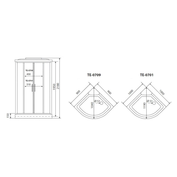 Душевая кабина Timo Eco TE-0701, 100x100x215. Фото 2