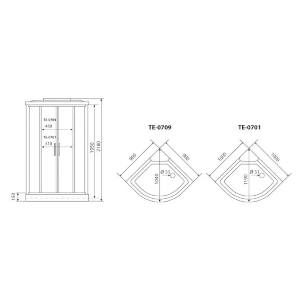Душевая кабина Timo Eco TE-0709P, 90x90x215. Фото 2