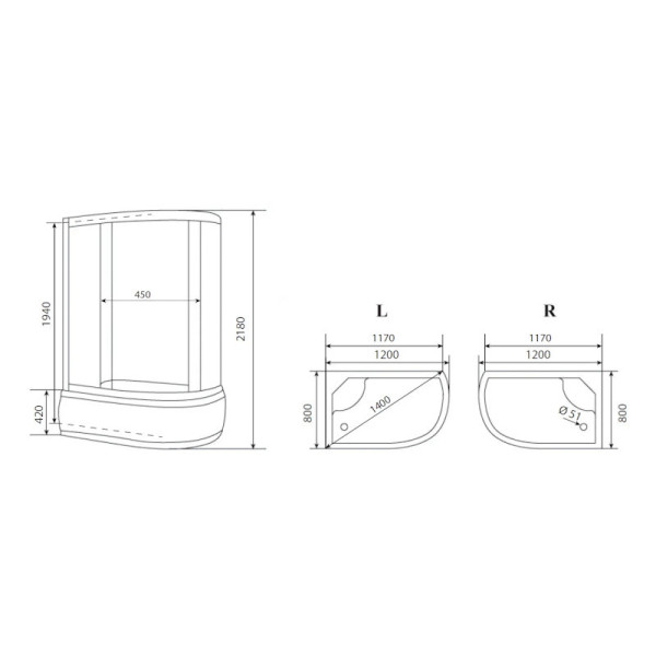 Душевая кабина Timo Eco TE-0720R, 120x80x218. Фото 2