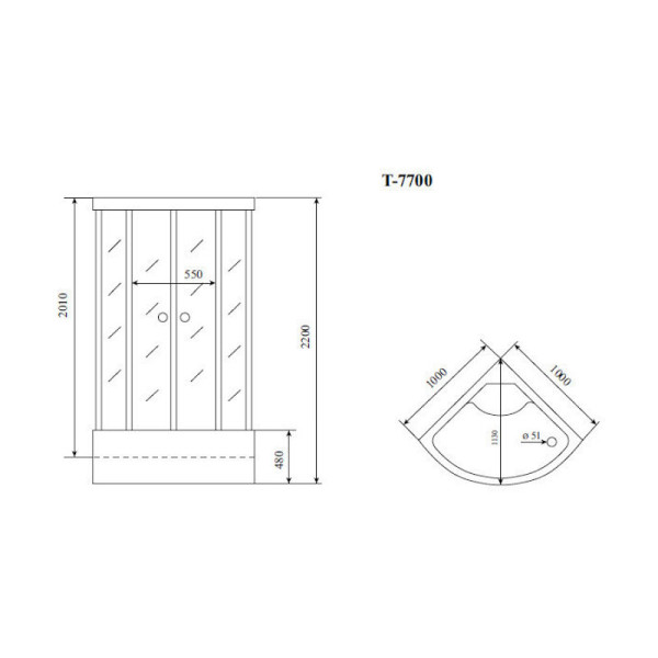 Душевая кабина Timo Lux T-7700, 100x100x220. Фото 2