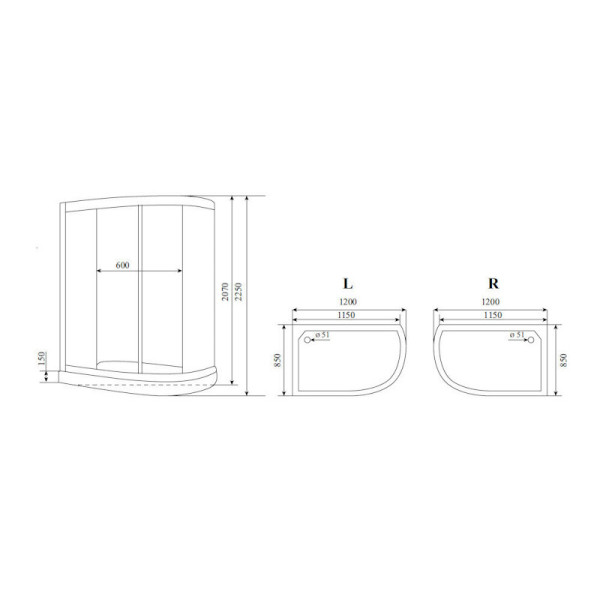 Душевая кабина Timo Lux T-7702L, 120x85x225. Фото 2