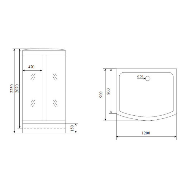 Душевая кабина Timo Lux T-7715, 120x90x225. Фото 2