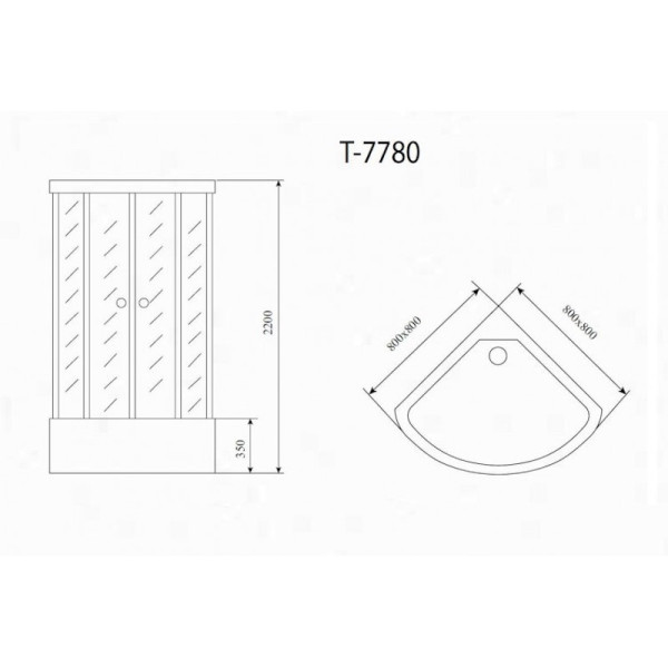 Душевая кабина Timo Lux T-7780, 80x80x220. Фото 2