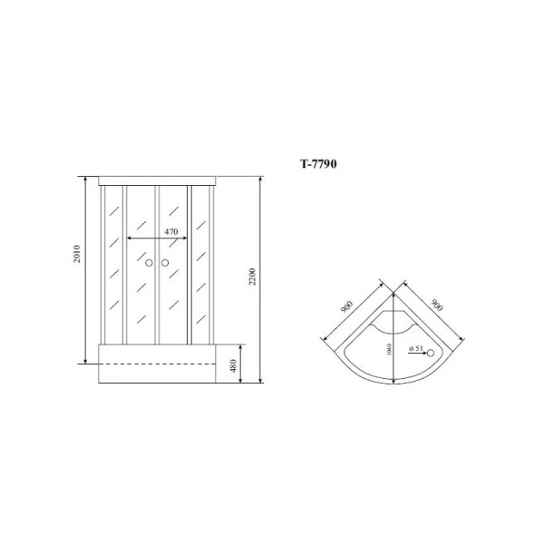 Душевая кабина Timo Lux T-7790, 90x90x220. Фото 2
