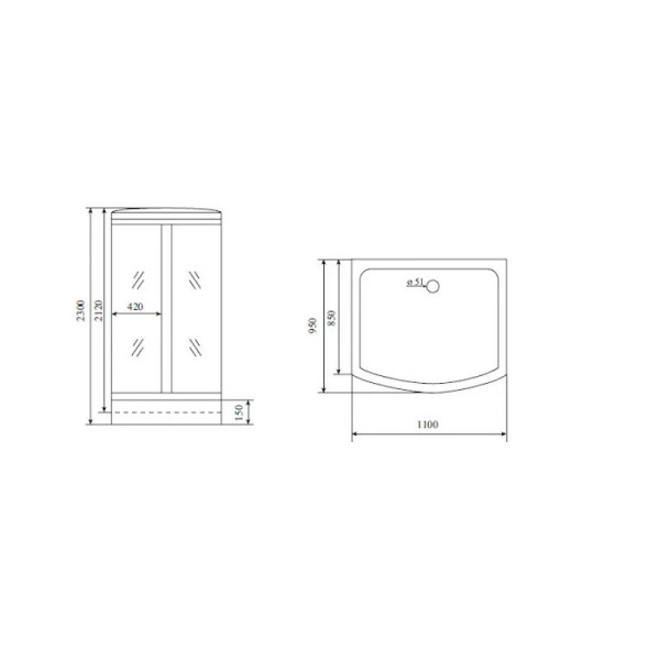 Душевая кабина Timo Lux TL-1501, 110x95x230. Фото 2