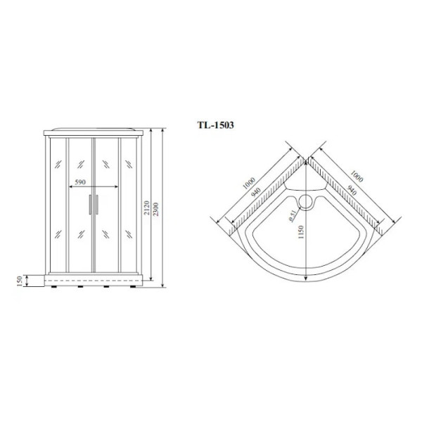 Душевая кабина Timo Lux TL-1503, 102x102x230. Фото 2