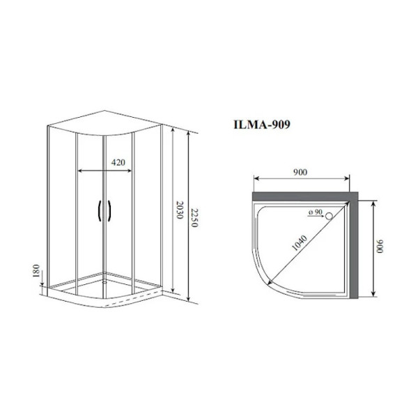 Душевая кабина Timo Premium ILMA ILMA909, 90x90x222. Фото 2