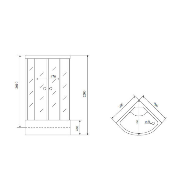 Душевая кабина Timo Standart Black Fabric T-6690BF, 90x90x220. Фото 2