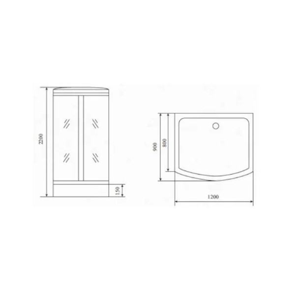 Душевая кабина Timo Standart Silver Fabric T-6615SF, 120x90x220. Фото 2