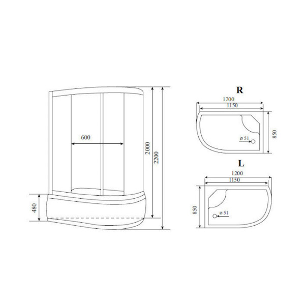 Душевая кабина Timo Standart Silver Fabric T-6620SFR, 120x85x220. Фото 2