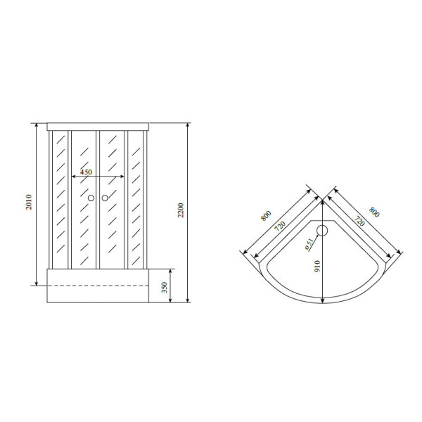 Душевая кабина Timo Standart Silver Fabric T-6680SF, 80x80x220. Фото 2