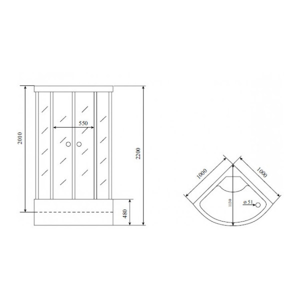 Душевая кабина Timo Standart T-1100P, 100x100x220. Фото 2