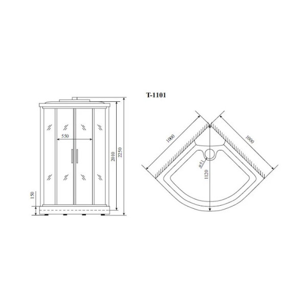 Душевая кабина Timo Standart T-1101P, 100x100x220. Фото 2