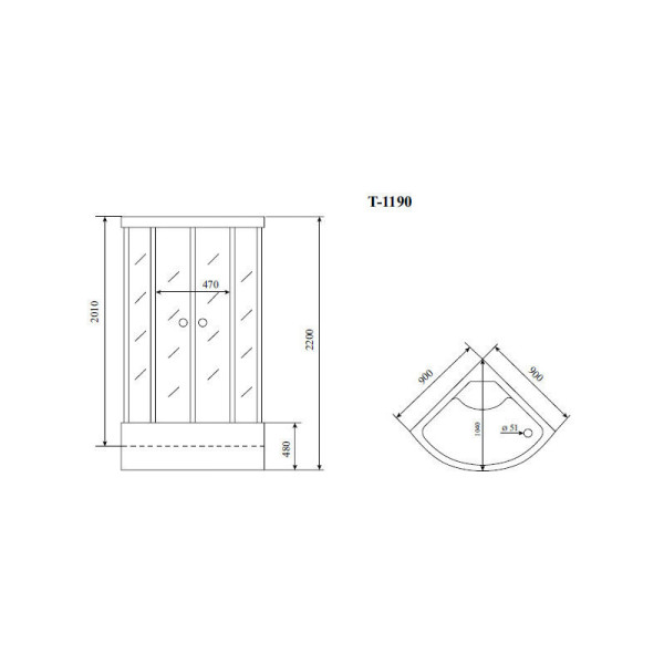 Душевая кабина Timo Standart T-1190, 90x90x220. Фото 2