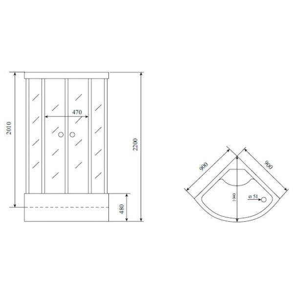Душевая кабина Timo Standart T-1190P, 90x90x220. Фото 2