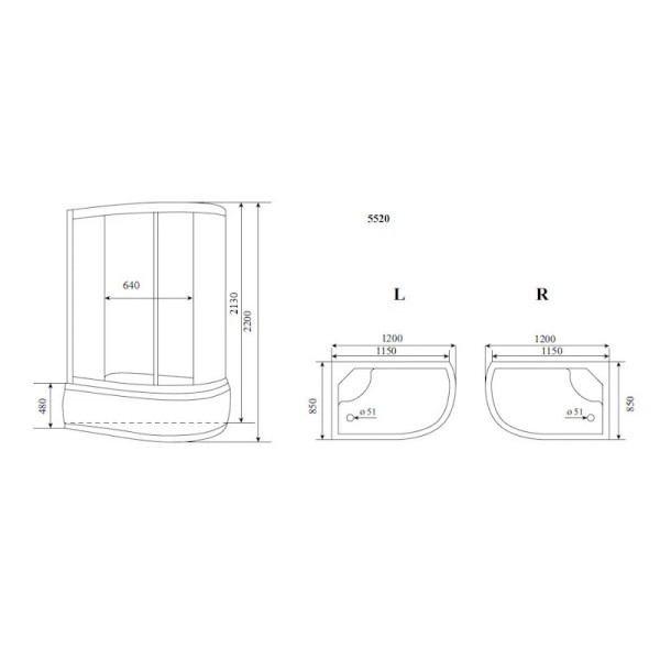 Душевая кабина Timo Standart T-5520L, 120x85x220. Фото 2