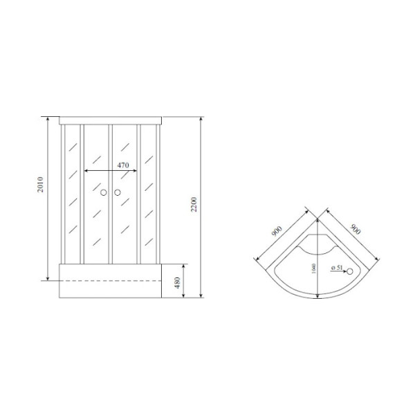 Душевая кабина Timo Standart T-5590, 90x90x220. Фото 2