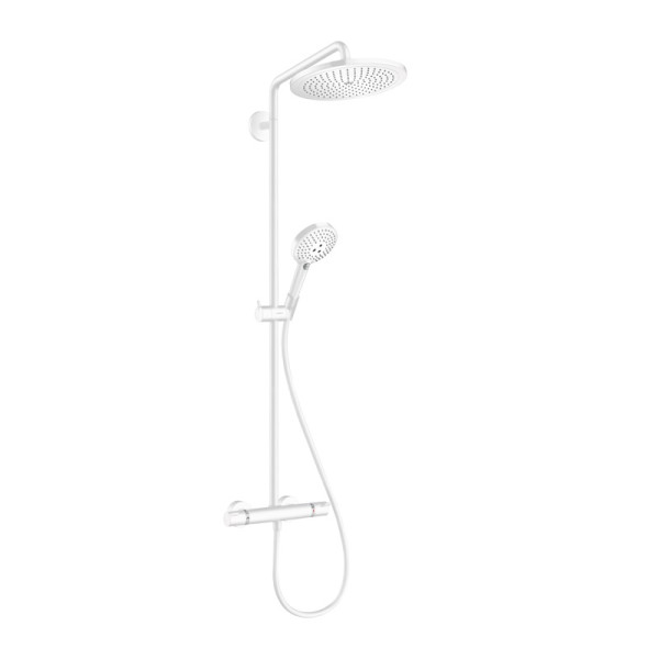 Душевая колонна Hansgrohe Croma Select S Showerpipe 280 1jet, с термостатом и ручным душем Raindance Select S 120 3jet, матовый белый. Фото 1
