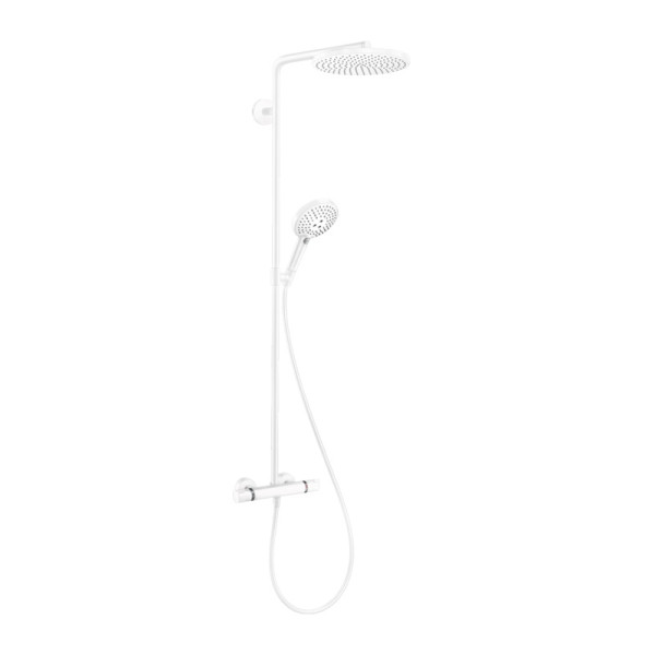 Душевая колонна Hansgrohe Raindance Select S Showerpipe 240 1jet PowderRain, с термостатом, белый матовый. Фото 1