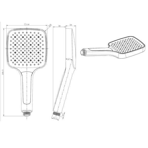 Душевая лейка Savol SK-SP02, белый. Фото 2