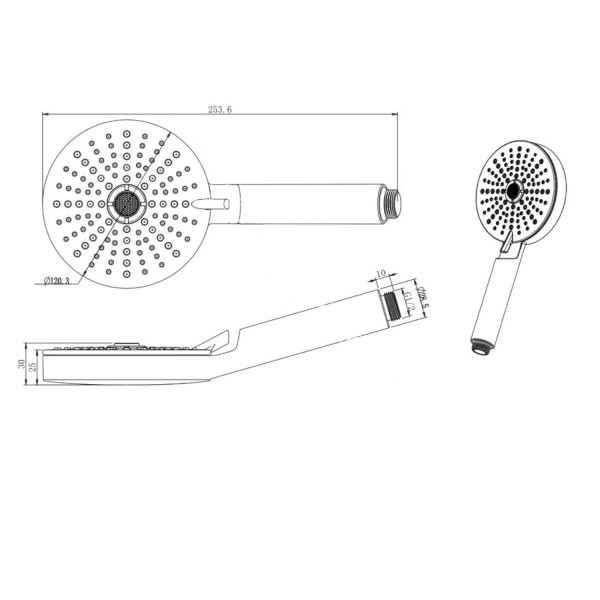 Душевая лейка Savol SK-SP09, белый. Фото 2