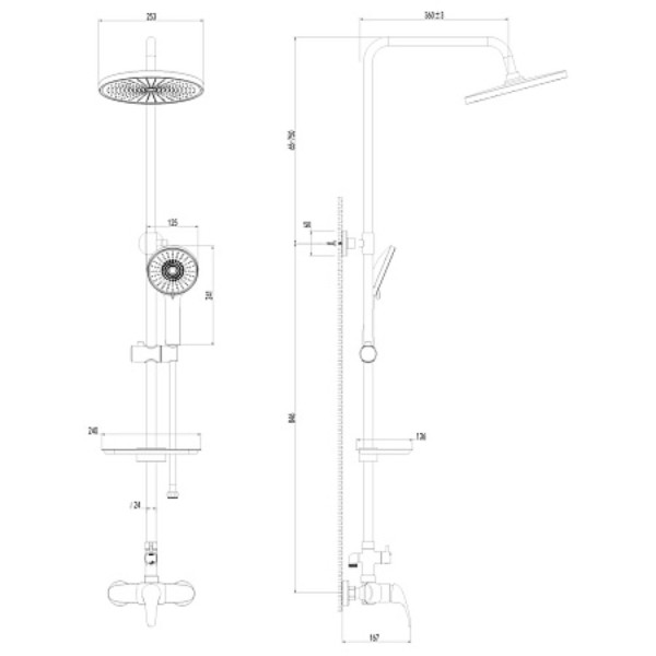 Душевая система AWP Agura S0760C с тропическим душем без излива, хром. Фото 2