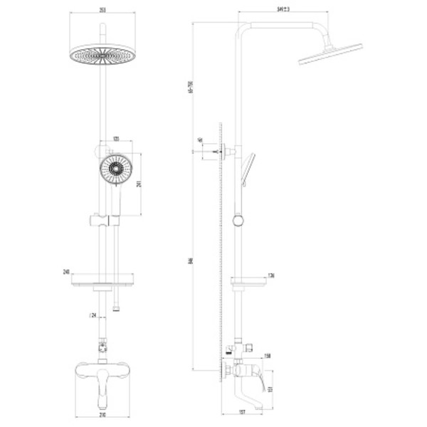 Душевая система AWP Agura S0762C с тропическим душем и поворотным изливом, хром. Фото 2