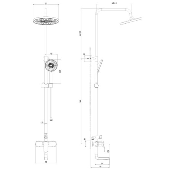 Душевая система AWP Angara S2762C с тропическим душем и поворотным изливом, хром. Фото 2