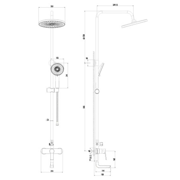 Душевая система AWP Aurel S0662C с тропическим душем и поворотным изливом, хром. Фото 2