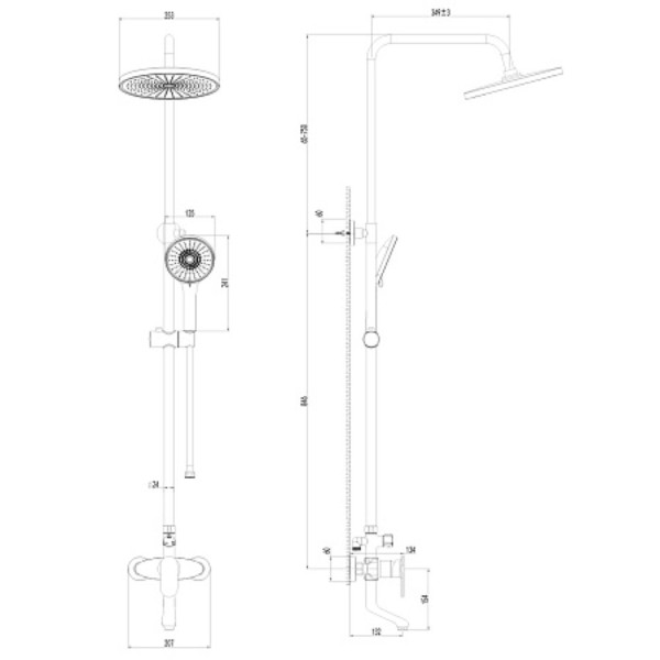 Душевая система AWP Narbus S0262C с тропическим душем и поворотным изливом, хром. Фото 2