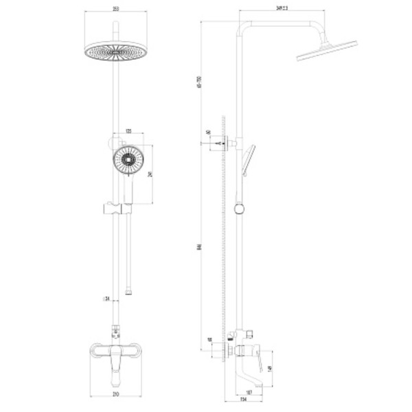 Душевая система AWP Piros S0362C с тропическим душем и поворотным изливом, хром. Фото 2