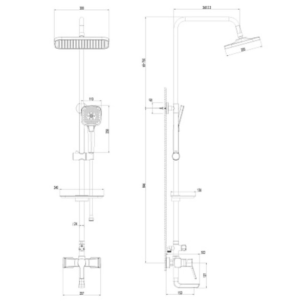 Душевая система AWP Shira S0562C с тропическим душем и поворотным изливом, хром. Фото 2
