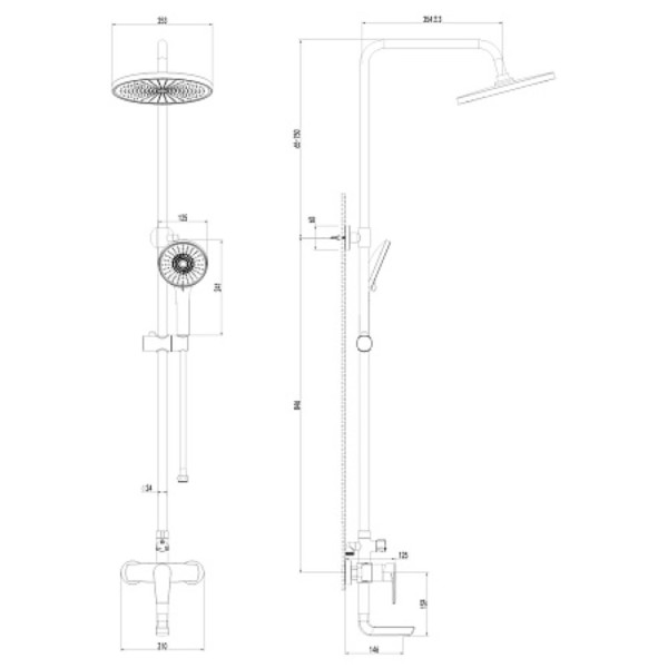 Душевая система AWP Tulos S2662C  с тропическим душем и поворотным изливом, хром. Фото 2