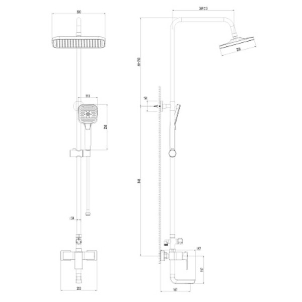 Душевая система AWP Urgun S2962C с тропическим душем и поворотным изливом, хром. Фото 2