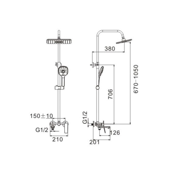 Душевая система BELZ B24533, хром. Фото 2