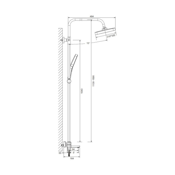 Душевая система BELZ B24658-3, оружейная сталь. Фото 2