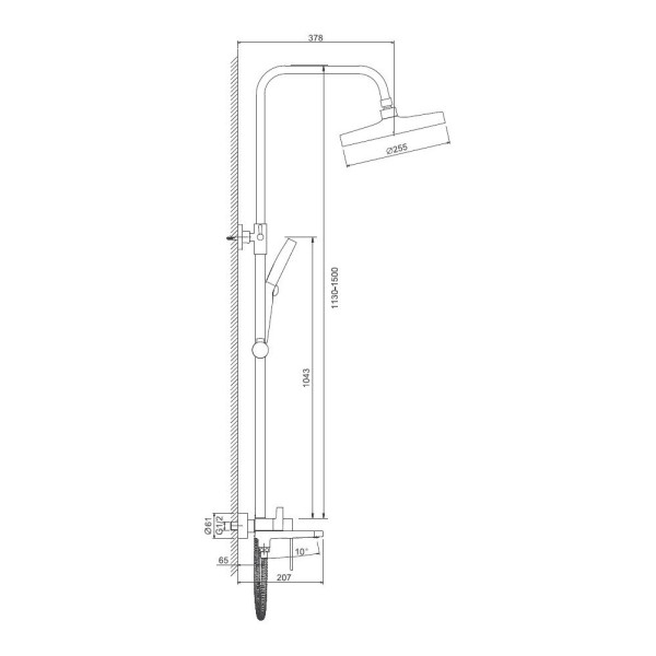 Душевая система BELZ B24713-3, оружейная сталь. Фото 2