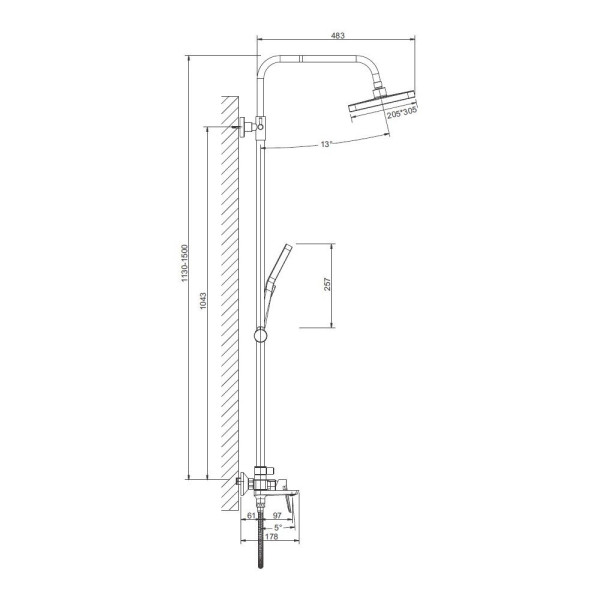 Душевая система BELZ B24715-7, черный. Фото 2