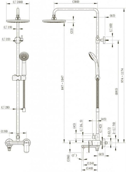 Душевая система Bravat Opal C F6125183CP-A1-RUS, хром. Фото 2