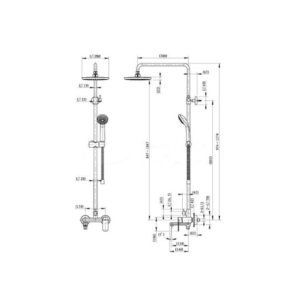 Душевая система Bravat Opal F6125183CP-A3-RUS, хром. Фото 2