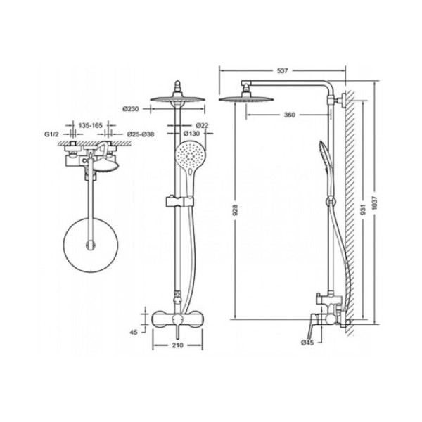 Душевая система Bravat Palace F9172217CP-A-RUS, хром. Фото 2