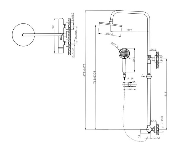 Душевая система Bronze de Luxe FOCUS 24612CM, хром. Фото 2