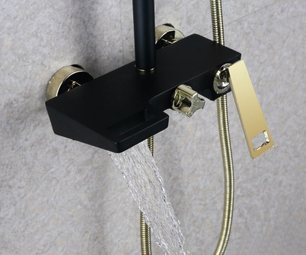Душевая система Bronze de Luxe QUADRO LT919B, черный/золото. Фото 3