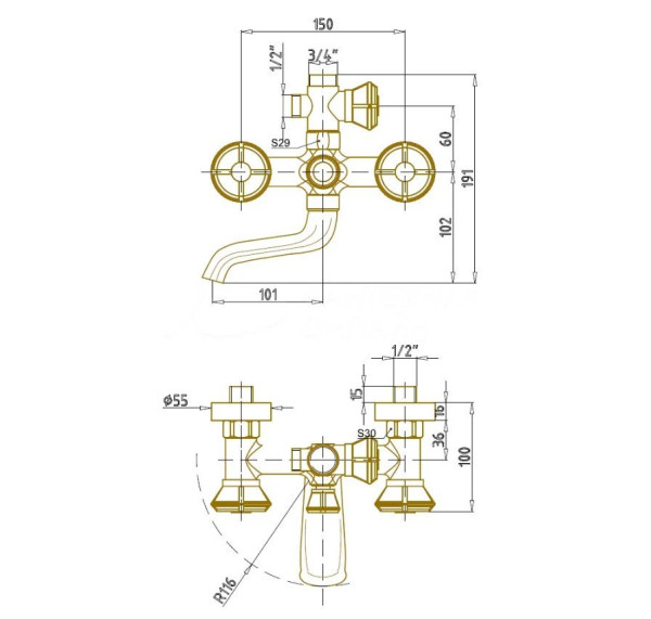 Душевая система Bronze de Luxe ROYAL 10121F, бронза. Фото 2