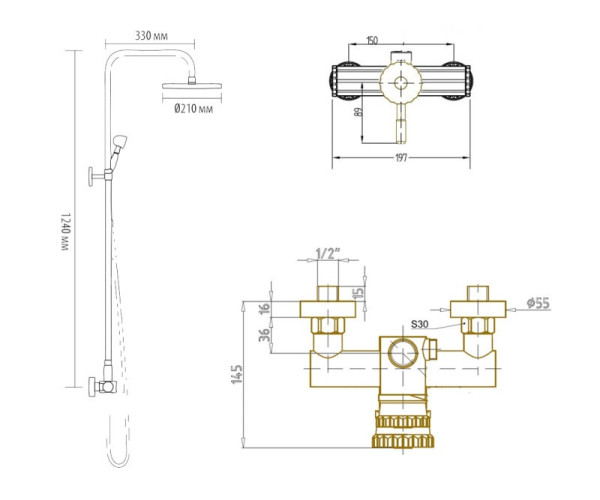 Душевая система Bronze de Luxe WINDSOR 10118/1R, бронза. Фото 2