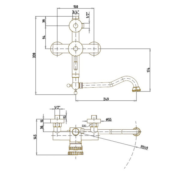 Душевая система Bronze de Luxe WINDSOR 10120DDF, бронза. Фото 2