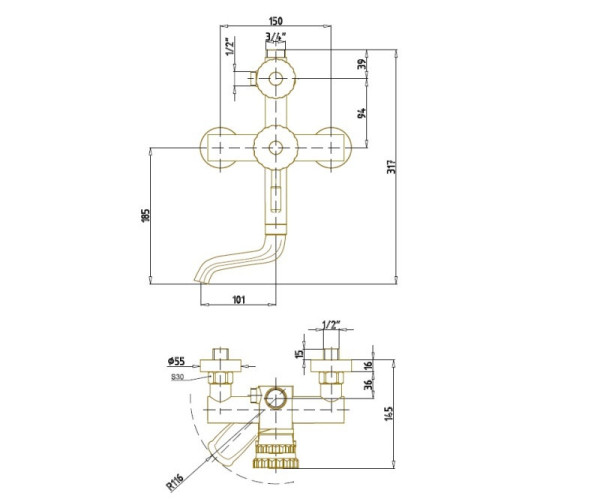 Душевая система Bronze de Luxe WINDSOR 10120DF, бронза. Фото 2